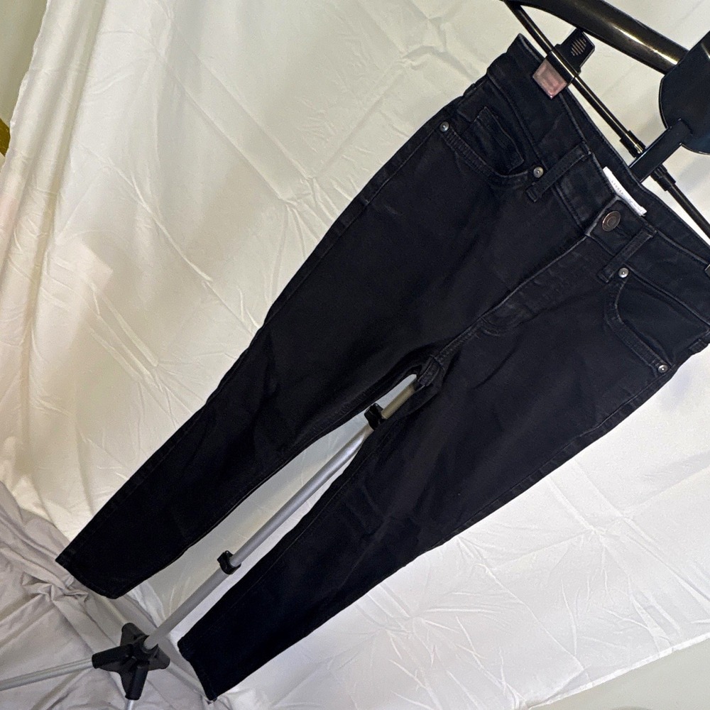 LC Lauren Conrad Women's Skinny Jeans Black Solid Denim 5-Pocket Size 2